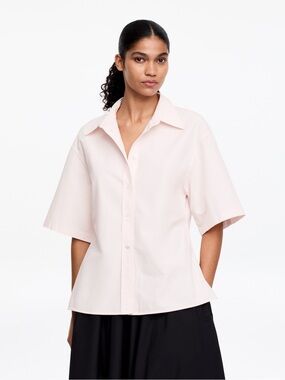 Arket Short Sleeve Button Up Blouse in Mustard